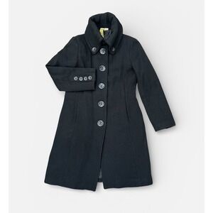 Soia & Kyo  Wool Blend Black Button up Collared Overcoat Women's Large Lagenlook